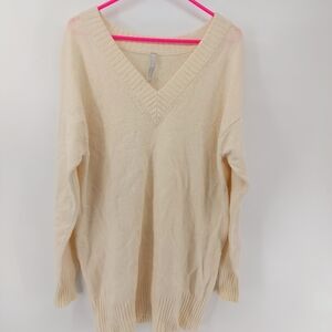 Athleta Wool Cashmere V Neck Long Oversized Sweater Size Medium